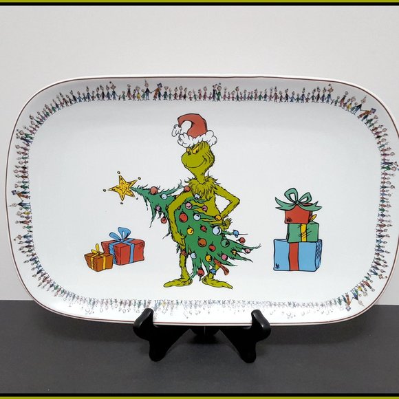 NEW RARE Williams Sonoma Dr. Seuss's Grinch Serving Platter 14" x 9" Por… - Picture 3 of 5